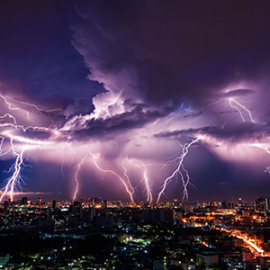 The thunderstorm is affecting the whole city and it is making the city's electricity to crash.